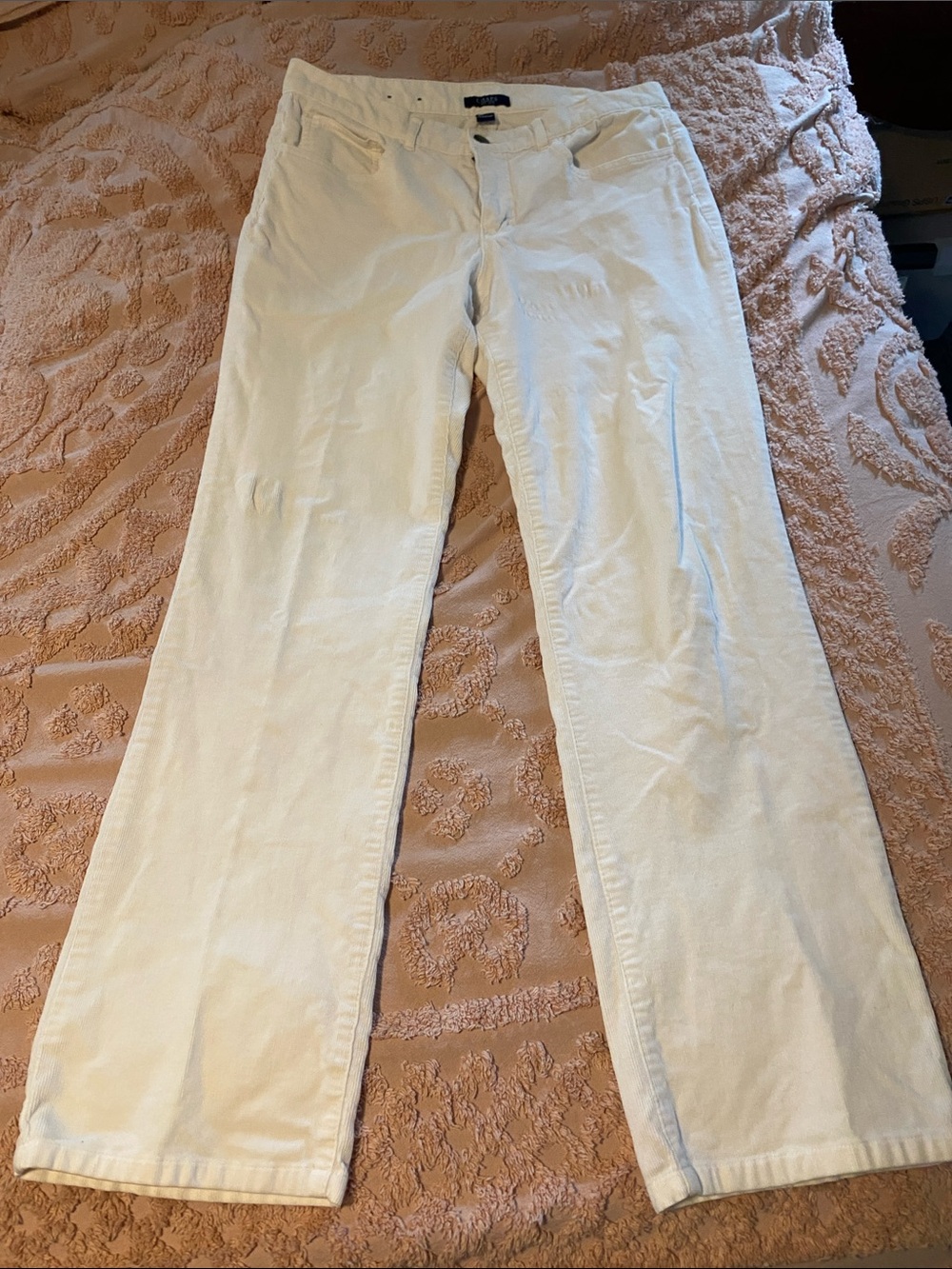 Chaps Cream Corduroy Straight-Leg Pants